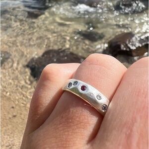 💎Lorien 100% Sterling Silver Diamond & Red Sapphire Ring